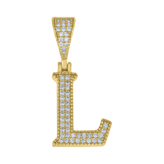 925 Sterling Silver Cz Initial "L" Pendant