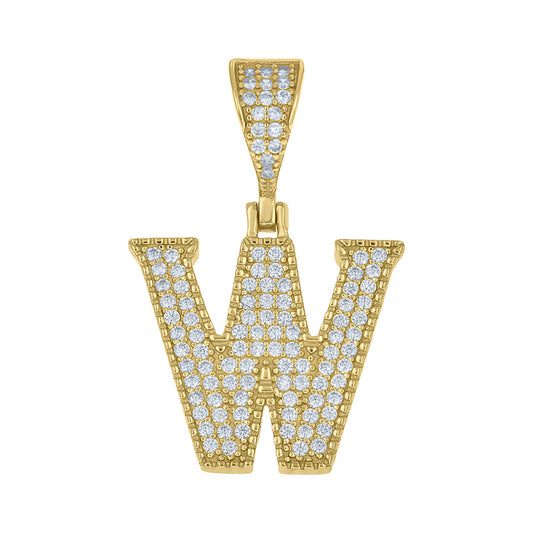 925 Sterling Silver Cz Initial "W" Pendant