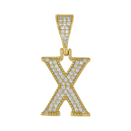 925 Sterling Silver Cz Initial "X" Pendant