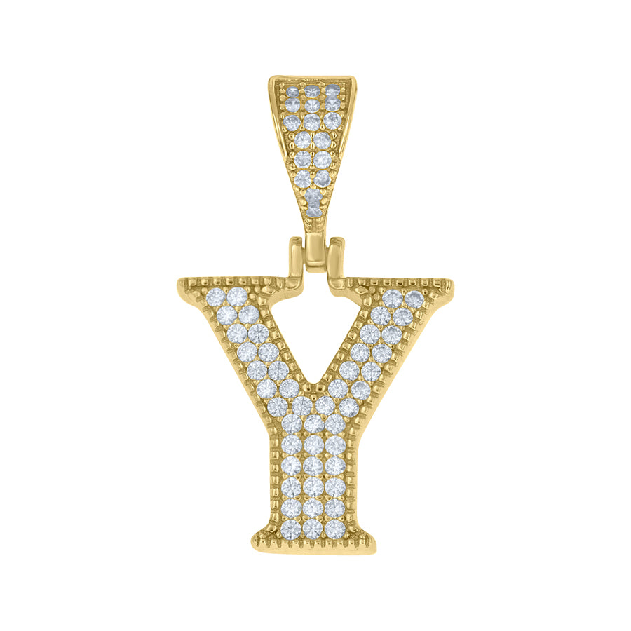 925 Sterling Silver Cz Initial "Y" Pendant