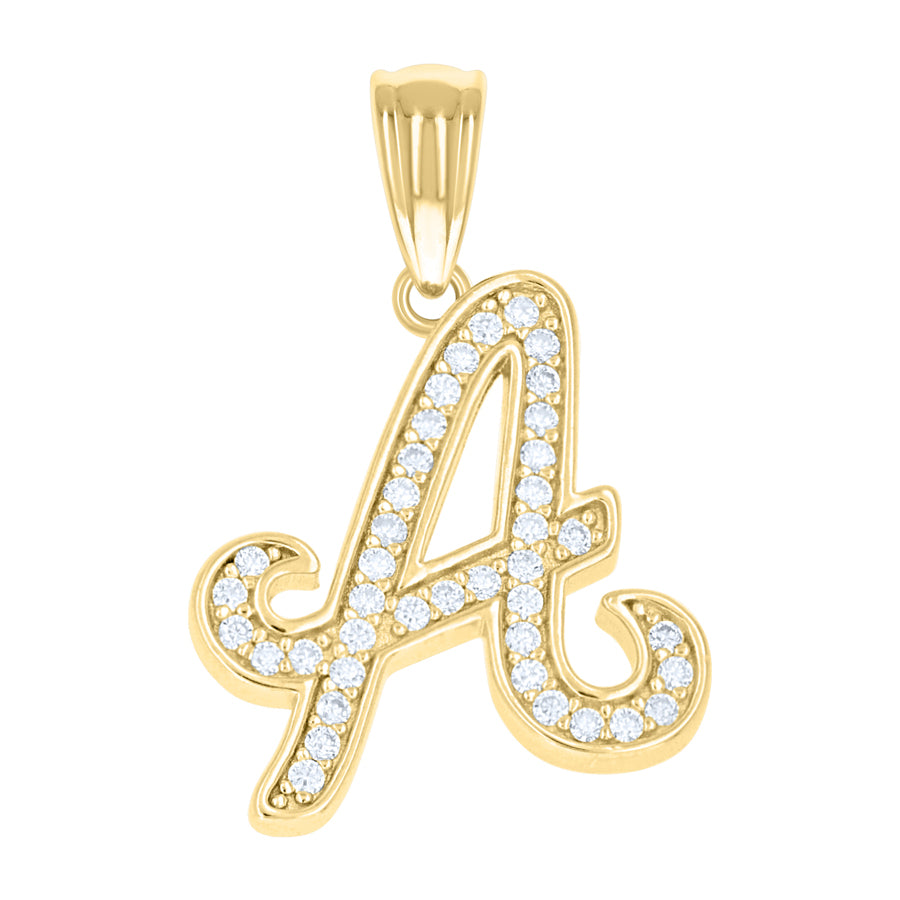 925 Sterling Silver Cz Initial "A" Pendant