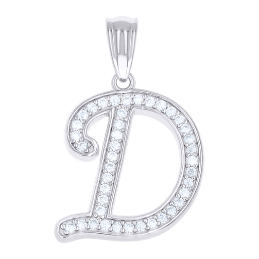 925 Sterling Silver Cz Initial "D" Pendant