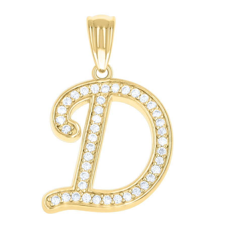 925 Sterling Silver Cz Initial "D" Pendant