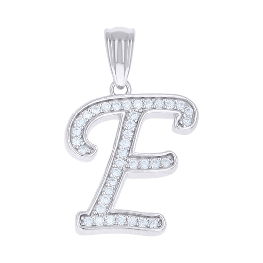 925 Sterling Silver Cz Initial "E" Pendant