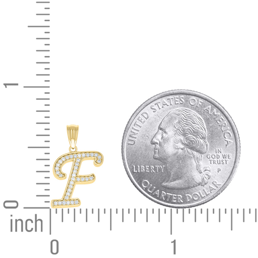 925 Sterling Silver Cz Initial "F" Pendant
