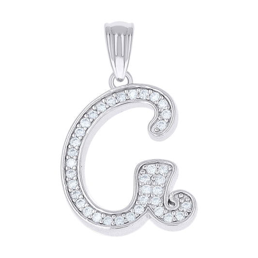 925 Sterling Silver Cz Initial "G" Pendant