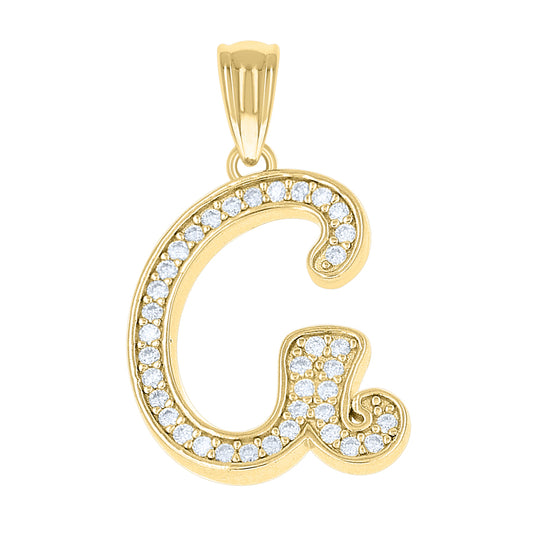 925 Sterling Silver Cz Initial "G" Pendant