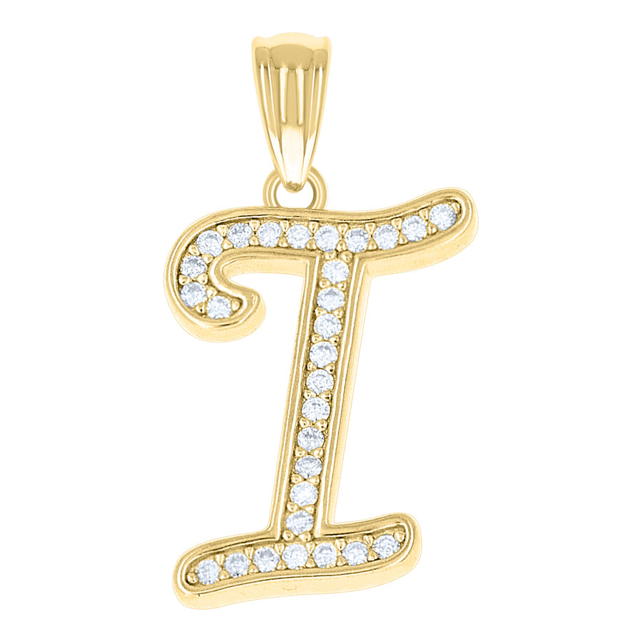 925 Sterling Silver Cz Initial "I" Pendant