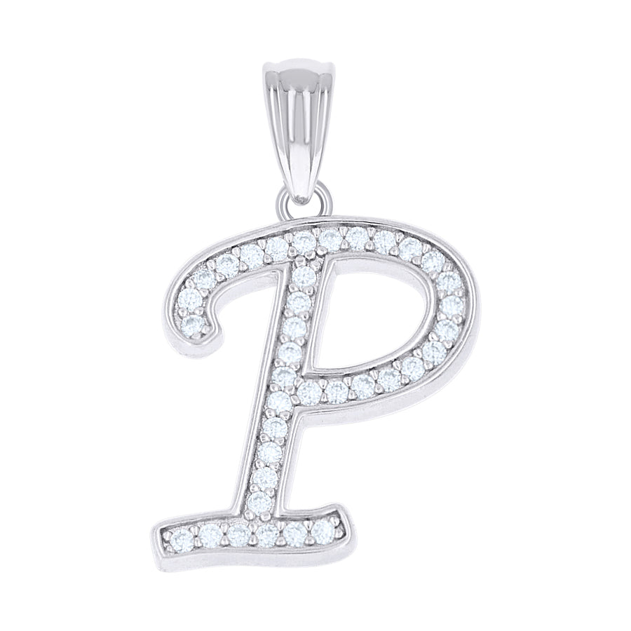 925 Sterling Silver Cz Initial "P" Pendant