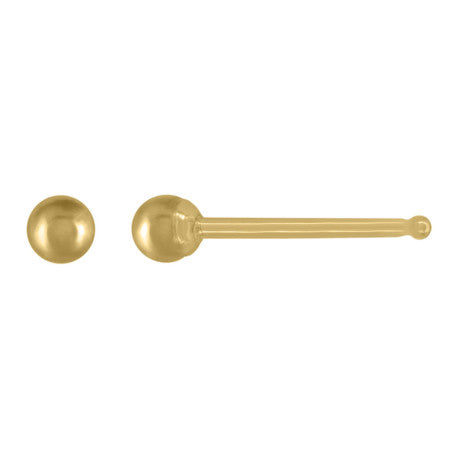 14Kt Gold 2mm Ball Stud Earrings With Silicone Backing