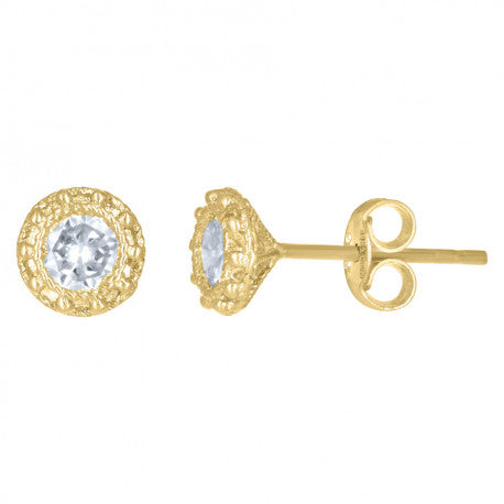 14Kt Gold 6mm Round Cz Earrings