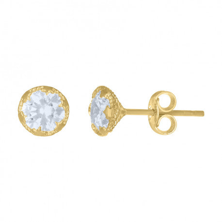 14Kt Gold 6mm Round Cz Earrings