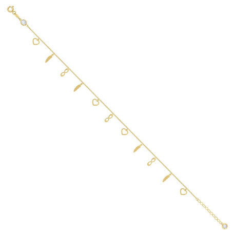 14Kt Gold Anklet 10" (9"+1")