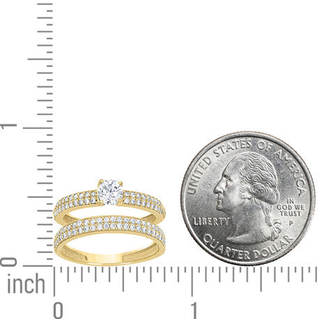 14Kt Gold Cz Duo Ring S7