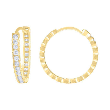 14Kt Gold Cz Hoop Earings