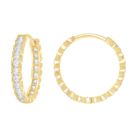 14Kt Gold Cz Hoop Earings