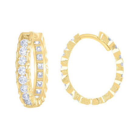 14Kt Gold Cz Hoop Earings