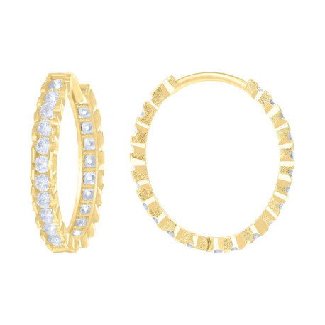 14Kt Gold Cz Hoop Earings