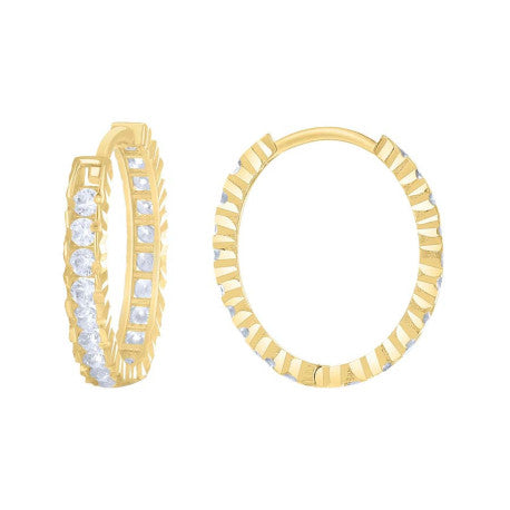 14Kt Gold Cz Hoop Earings