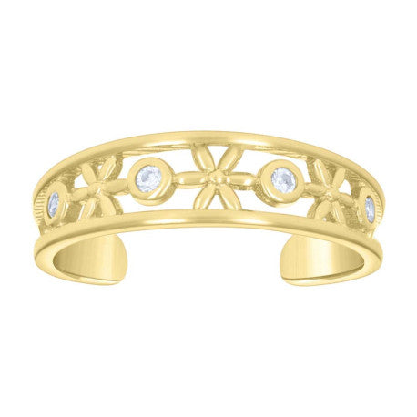 14Kt Gold Cz Toe Ring