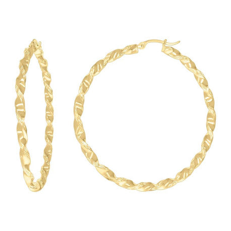 14Kt Gold Fancy Hoop Earrings 3mm-50
