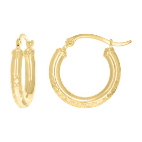 14Kt Gold Fancy Hoop Earrings 3mm