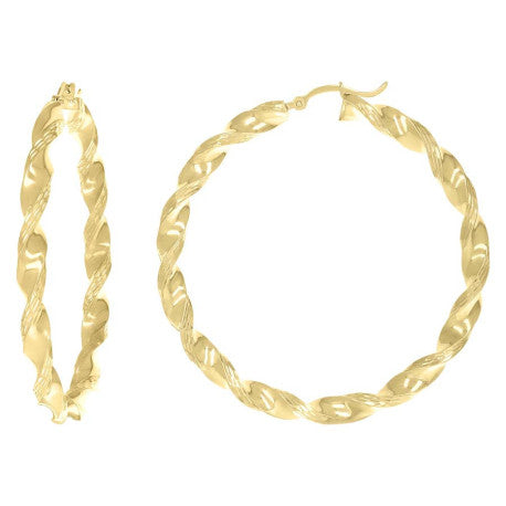 14Kt Gold Fancy Hoop Earrings 4mm-50