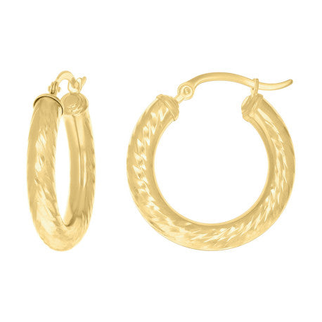 14Kt Gold Fancy Hoop Earrings 4mm