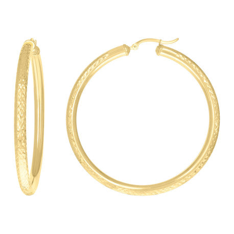 14Kt Gold Fancy Hoop Earrings 4mm