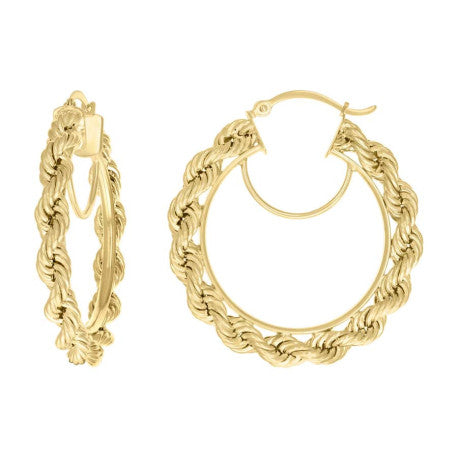14Kt Gold Fancy Hoop Earrings 5mm