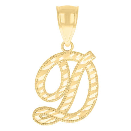 14Kt Gold Initial Pendant D
