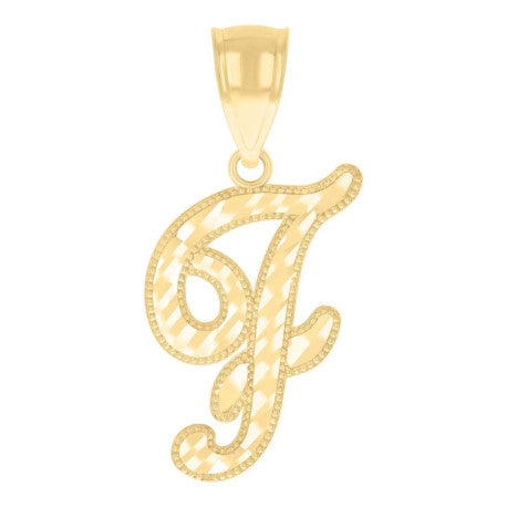 14Kt Gold Initial Pendant F