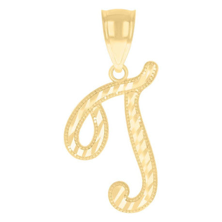 14Kt Gold Initial Pendant T