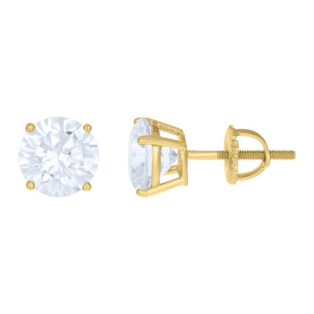 14Kt Gold Moissanite Earrings 8mm
