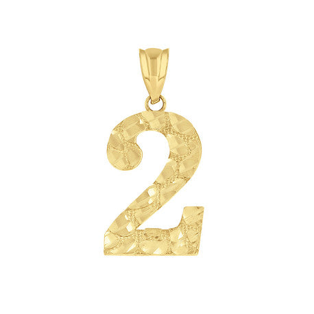 14Kt Gold Number "2" Pendant