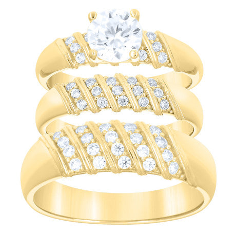 14Kt Gold Trio Cz Ring