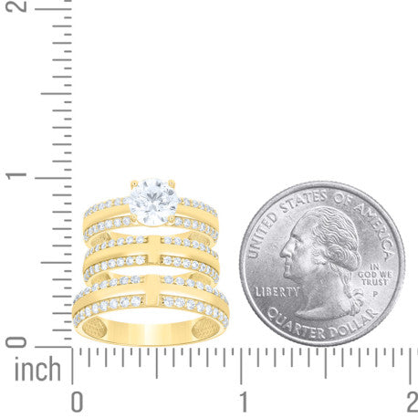 14Kt Gold Trio Cz Ring