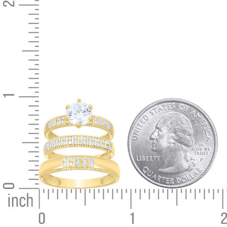 14Kt Gold Trio Cz Ring