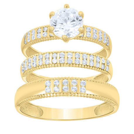 14Kt Gold Trio Cz Ring