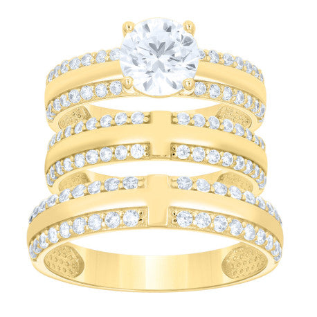 14Kt Gold Trio Cz Ring