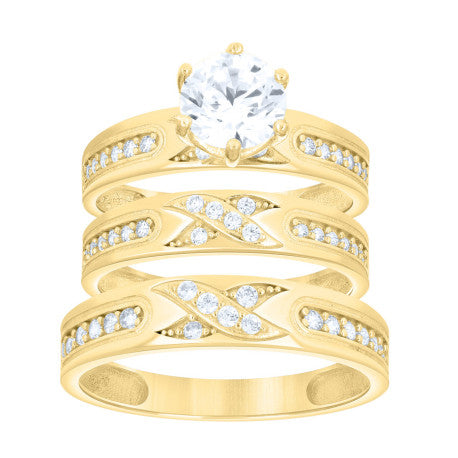 14Kt Gold Trio Cz Ring