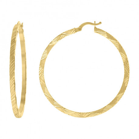 14Kt Gold Turkish D/C Hoop Earrings 2mm-50