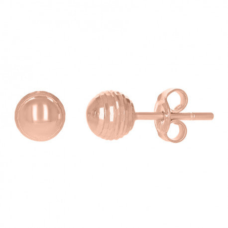 14Kt Rose Gold Fancy Ball-Stud Earrings 6mm
