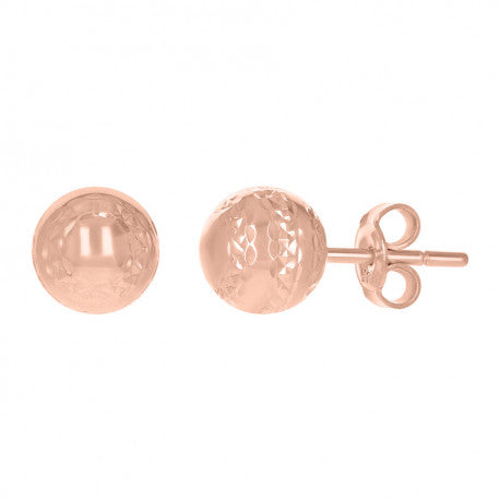 14Kt Rose Gold Fancy Ball-Stud Earrings 8mm