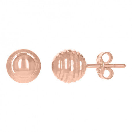 14Kt Rose Gold Fancy Ball-Stud Earrings 8mm