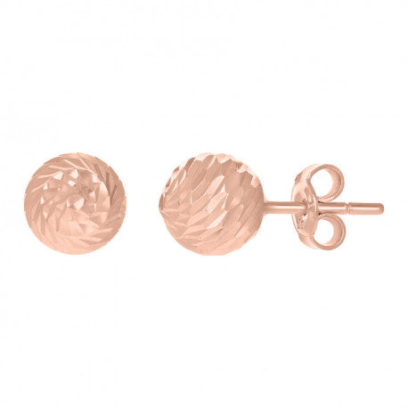 14Kt Rose Gold Fancy Ball-Stud Earrings 8mm