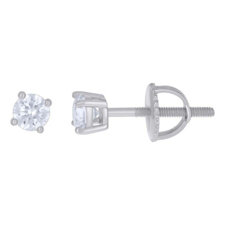 14Kt White Gold 4mm Earrings Moissanite