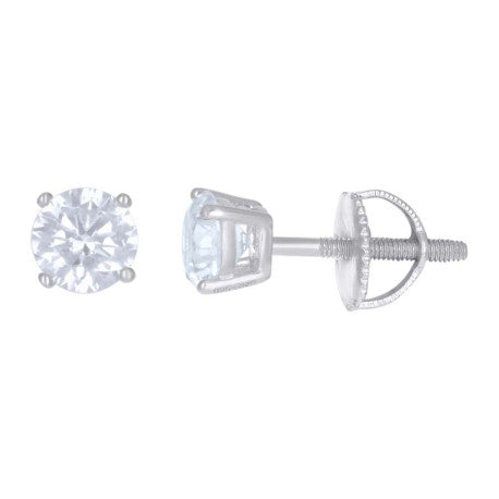 14Kt White Gold 5mm Earrings Moissanite