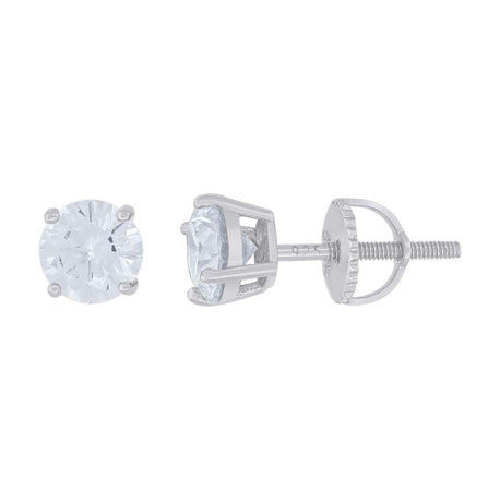 14Kt White Gold 6mm Earrings Moissanite