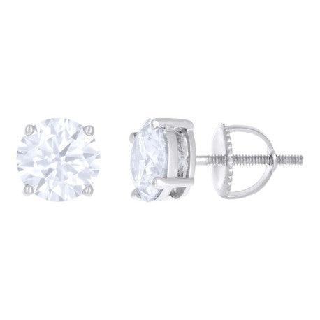 14Kt White Gold 7mm Earrings Moissanite
